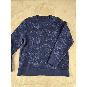 Banana Republic Men's Blue Leaf Print Crewneck Sweatshirt‎ XL